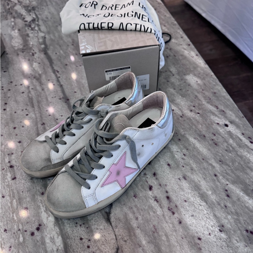 GOLDEN GOOSE Super-star classic leather trainer with spur. star in pink 37 EUC - Picture 5 of 5